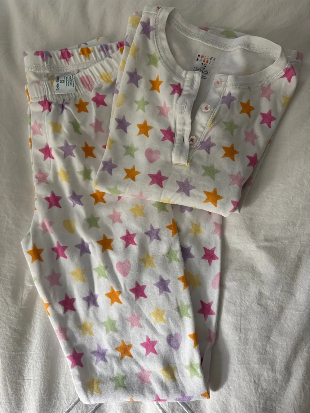 Roller Rabbit Kids White Star-Print Pajama Set - Multicolor Stars